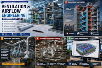ventilation systems, smoke control airflow engineering drawings for USA permit
