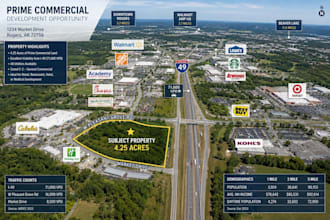 design commercial real estate aerial map and offering memorandum