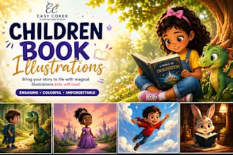 design children illustrations book, kids story book illustrations children story