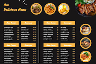 do food menu design, restaurant menu design, food flyer and digital menu