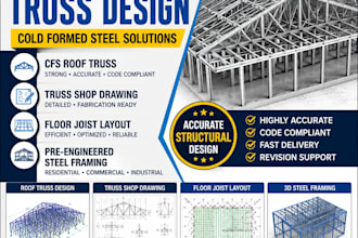 lgs steel truss design, cfs roof truss, truss shop drawing, floor joist layout