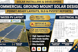 design commercial ground mount solar permit plan set and sld