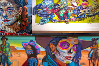 design custom mural wall art, graffiti street art, botanical or anime wall mural