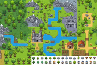 create 2d top down tileset rpg game indie game assets pixel art sprite sheet