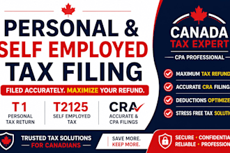 file personal tax and self employed tax for canada as CPA