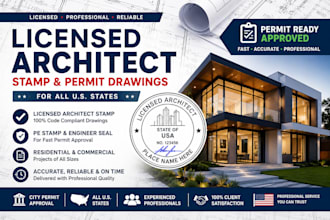 provide licensed architect seal for residential and commercial projects in USA