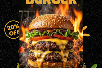 design social hot burger social media post and restaurant ad