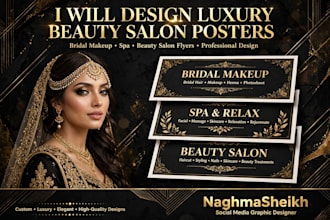 design luxury beauty salon poster bridal makeup and spa flyer
