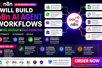 build n8n ai agent workflows for crm, whatsapp and email automation