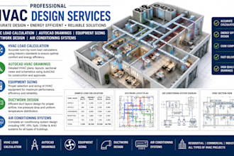 provide hvac load calculation autocad equipment sizing ductwork air conditioning