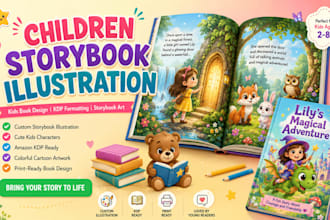 illustrate children storybook, kids book illustration and KDP book design
