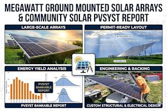 design megawatt ground mounted solar arrays and community solar pvsyst report