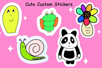 create cute hand drawn custom sticker designs