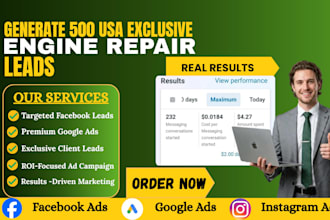 deliver you 500 exclusive USA car engine repair leads, facebook ads