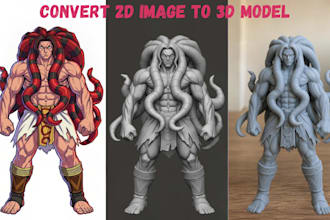 convert 2d to 3d model, toy image to 3d figurine character, stl for 3d print