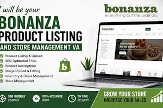 be your bonanza product listing and store management VA walmart ebay shopify for