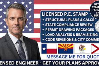 do structural engineering and licensed pe stamp for texas, arizona, il, alabama