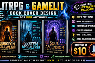 design litrpg and gamelit book cover design for KDP authors
