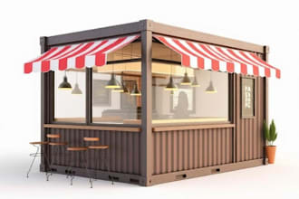 design modern 3d shipping container houses, restaurants and offices buildings