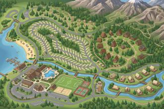create illustrated campground, rv park, and resort maps