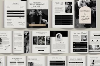 do canva editable client welcome packet, employee onboarding kit for real estate