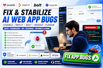 fix lovable replit bolt base44  web app bugs auth dashboard api supabase