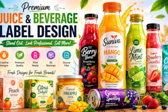 design premium juice water bottle label and packaging design