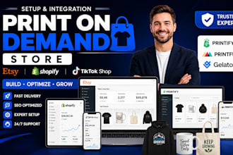 setup etsy shopify tiktok pod store printify printful gelato integration