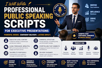 write professional public speaking scripts for executive presentations