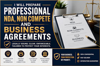 draft professional nda, non compete and business agreements