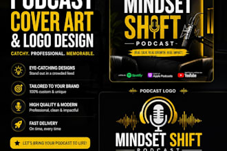 design a professional podcast cover art and podcast logo