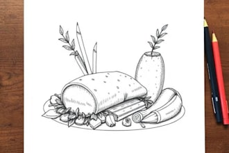 make hand draw food illustration for menu, food packaging and branding