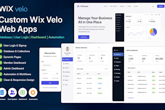 build wix velo web app database user login dashboard automation