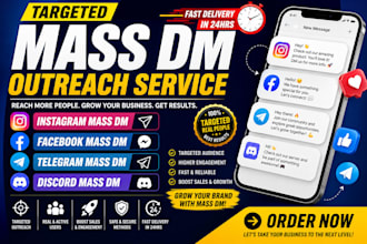 send targeted mass dms on instagram, telegram, discord and facebook
