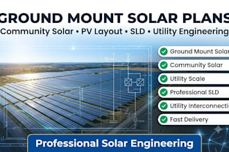 design ground mount solar plans, community solar, sld and pv layouts