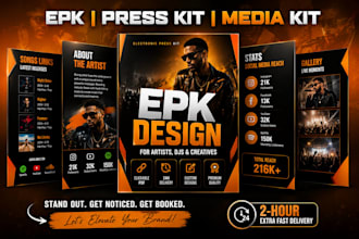 design professional media kit, musician epk design, dj epk press kit for artist