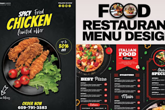 design professional food flyer menu and restaurant poster design