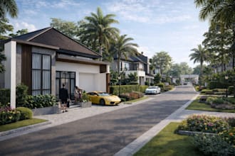 create realistic architectural exterior rendering