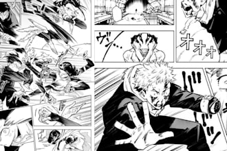 draw action anime and shonen manga pages, characters and comic illustrations