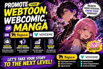 webtoon promotion, tapas comic promotion or webnovel across platforms