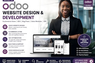 build develop odoo website design ecommerce store SEO fix bugs odoo modules erp