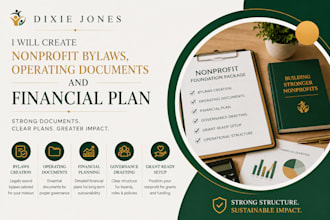 create nonprofit bylaws, operating documents and financial plan accurately