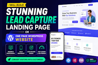 build stunning lead capture landing page one page wordpres website sales funnel