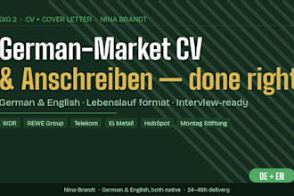 write a german market CV lebenslauf and cover letter that gets interviews