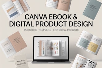 design canva templates, canva ebooks, canva PDF workbooks, etsy digital products