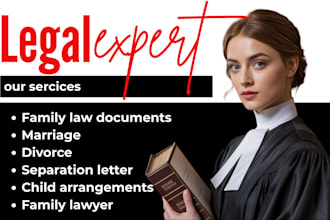 draft family law documents including marriage, divorce, separation letters and c