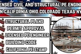 licensed civil and structural pe engineer in california ohio colorado texas ny