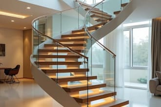 design realistic staircase, staircase plan, 3d models, and construction details