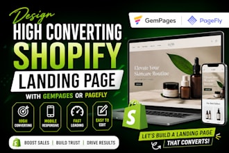 design shopify landing page by pagefly, gempage,shogun shopify one product store