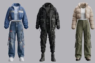 make 3d clothing, 3d garment 3d fashion design outfits clothing mockup in clo 3d